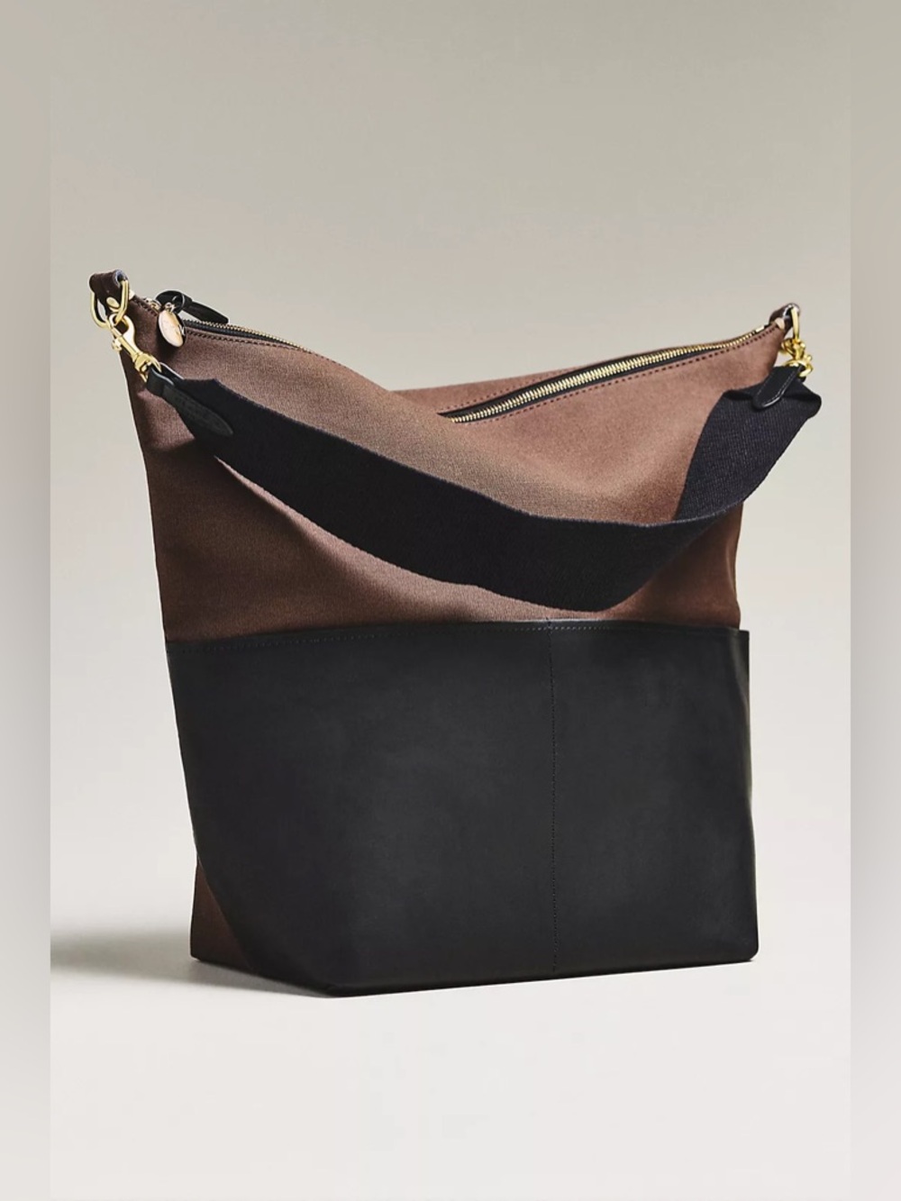 Anthropologie Clare V. Sophie Canvas Leather Tote
